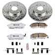 K749-26 Front Brake Disc and Pad Kit, Silver zinc-plated, Cross-drilled and Slotted, 4 Lugs, 280 mm, Carbon Fiber Ceramic, Z26 Street Warrior Carbon-Fiber Ceramic Series