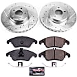 K7496 Front Brake Disc and Pad Kit, Cross-drilled and Slotted, 5 Lugs, 322.4 mm, Carbon Fiber Ceramic, Z23 Evolution Sport Series