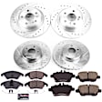 4-Wheel Set Power Stop&reg; K7497 Front and Rear Z23 Daily Carbon-Fiber Ceramic Brake Pad and Drilled & Slotted Rotor Kit