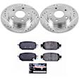 K7515 Rear Brake Disc and Pad Kit, Silver zinc-plated, Cross-drilled and Slotted, 5 Lugs, 264.5 mm, Carbon Fiber Ceramic, Z23 Evolution Sport Series
