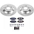 K7516 Rear Brake Disc and Pad Kit, Silver zinc-plated, Cross-drilled and Slotted, 5 Lugs, 302.5 mm, Carbon Fiber Ceramic, Z23 Evolution Sport Series