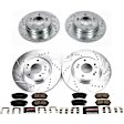 2016 Hyundai Sonata - Front and Rear Brake Disc and Pad Kit, Silver zinc-plated, Cross-drilled and Slotted, 5 Lugs, 283 mm, Carbon Fiber Ceramic, with Manual Parking Brake, 2.4L 4Cyl, Z23 Evolution Sport Series