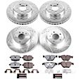 4-Wheel Set Power Stop&reg; K7552-26 Front and Rear Z26 Muscle Carbon-Fiber Ceramic Brake Pad and Drilled & Slotted Rotor Kit