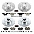 4-Wheel Set Power Stop&reg; K7552 Front and Rear Z23 Daily Carbon-Fiber Ceramic Brake Pad and Drilled & Slotted Rotor Kit