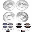 4-Wheel Set Power Stop&reg; K7556 Front and Rear Z23 Daily Carbon-Fiber Ceramic Brake Pad and Drilled & Slotted Rotor Kit