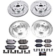 4-Wheel Set Power Stop&reg; K7561 Front and Rear Z23 Daily Carbon-Fiber Ceramic Brake Pad and Drilled & Slotted Rotor Kit