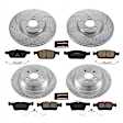 4-Wheel Set Power Stop&reg; K7570 Front and Rear Z23 Daily Carbon-Fiber Ceramic Brake Pad and Drilled & Slotted Rotor Kit