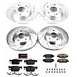4-Wheel Set Power Stop&reg; K7574 Front and Rear Z23 Daily Carbon-Fiber Ceramic Brake Pad and Drilled & Slotted Rotor Kit