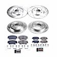 K7581 4-Wheel Set Front and Rear Brake Disc and Pad Kit, Cross-drilled and Slotted, 5 Lugs, Carbon Fiber Ceramic, Z23 Evolution Sport Series