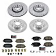 K7598 Front and Rear Brake Disc and Pad Kit, Silver zinc-plated, Cross-drilled and Slotted, 5 Lugs, 278 mm, Carbon Fiber Ceramic, Z23 Evolution Sport Series