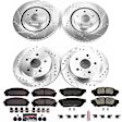 4-Wheel Set Power Stop&reg; K7605 Front and Rear Z23 Daily Carbon-Fiber Ceramic Brake Pad and Drilled & Slotted Rotor Kit