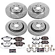 4-Wheel Set Power Stop&reg; K7638-36 Front and Rear Z36 Truck Carbon-Fiber Ceramic Brake Pad and Drilled & Slotted Rotor Kit