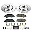 K7670 Front Brake Disc and Pad Kit, Silver zinc-plated, Cross-drilled and Slotted, 5 Lugs, 320 mm, Carbon Fiber Ceramic, Z23 Evolution Sport Series