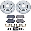 K7689 Front Brake Disc and Pad Kit, Silver zinc-plated, Cross-drilled and Slotted, 5 Lugs, 297 mm, Carbon Fiber Ceramic, Z23 Evolution Sport Series