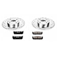 K770 Rear Brake Disc and Pad Kit, Silver zinc-plated, Cross-drilled and Slotted, 4 Lugs, 251 mm, Carbon Fiber Ceramic, Z23 Evolution Sport Series