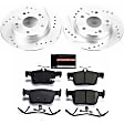 K7725 Rear Brake Disc and Pad Kit, Silver zinc-plated, Cross-drilled and Slotted, 5 Lugs, 259.8 mm, Carbon Fiber Ceramic, Z23 Evolution Sport Series