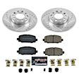K7736 Rear Brake Disc and Pad Kit, Silver zinc-plated, Cross-drilled and Slotted, 5 Lugs, 278 mm, Carbon Fiber Ceramic, Z23 Evolution Sport Series