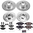4-Wheel Set Power Stop&reg; K7760 Front and Rear Z23 Daily Carbon-Fiber Ceramic Brake Pad and Drilled & Slotted Rotor Kit