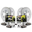K7763-26 Front and Rear Brake Disc and Pad Kit, Cross-drilled and Slotted, 5 Lugs, Carbon Fiber Ceramic, Z26 Street Warrior Carbon-Fiber Ceramic Series