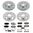 4-Wheel Set Power Stop&reg; K7824 Front and Rear Z23 Daily Carbon-Fiber Ceramic Brake Pad and Drilled & Slotted Rotor Kit