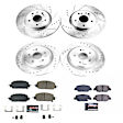 K7873 Front and Rear Brake Disc and Pad Kit, Cross-drilled and Slotted, 5 Lugs, 310 mm, Carbon Fiber Ceramic, Z23 Evolution Sport Series