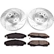 K7883 Front Brake Disc and Pad Kit, Zinc-Plated, Cross-drilled and Slotted, 6 Lugs, 345 mm, Carbon Fiber Ceramic, Z23 Evolution Sport Series