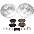K7888 Front Brake Disc and Pad Kit, Cross-drilled and Slotted 5 Lugs 330 mm Carbon Fiber Ceramic Z23 Evolution Sport Series