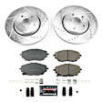 K7890 Front Brake Disc and Pad Kit, Cross-drilled and Slotted, 5 Lugs, 299.3 mm, Carbon Fiber Ceramic, Z23 Evolution Sport Series