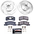 K7894 Front Brake Disc and Pad Kit, Cross-drilled and Slotted, 4 Lugs, 251.2 mm, Carbon Fiber Ceramic, Z23 Evolution Sport Series