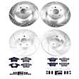 4-Wheel Set Power Stop&reg; K7912 Front and Rear Z23 Daily Carbon-Fiber Ceramic Brake Pad and Drilled & Slotted Rotor Kit