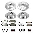 K7926-26 Front and Rear Brake Disc and Pad Kit, Silver zinc-plated, Cross-drilled and Slotted, 5 Lugs, 274 mm, Carbon Fiber Ceramic, Z26 Street Warrior Carbon-Fiber Ceramic Series