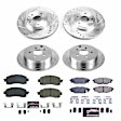 K7926 Front and Rear Brake Disc and Pad Kit, Silver zinc-plated, Cross-drilled and Slotted, 5 Lugs, 274 mm, Carbon Fiber Ceramic, Z23 Evolution Sport Series