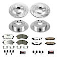 K7927-26 Front and Rear Brake Disc and Pad Kit, Silver zinc-plated, Cross-drilled and Slotted, 5 Lugs, 274 mm, Carbon Fiber Ceramic, Z26 Street Warrior Carbon-Fiber Ceramic Series