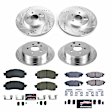K7927 Front and Rear Brake Disc and Pad Kit, Silver zinc-plated, Cross-drilled and Slotted, 5 Lugs, 274 mm, Carbon Fiber Ceramic, Z23 Evolution Sport Series