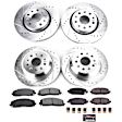 4-Wheel Set Power Stop&reg; K7938 Front and Rear Z23 Daily Carbon-Fiber Ceramic Brake Pad and Drilled & Slotted Rotor Kit