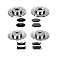 1999 Mazda Miata - Front and Rear Brake Disc and Pad Kit, Silver zinc-plated, Cross-drilled and Slotted, 4 Lugs, 254.7 mm and 251 mm, Carbon Fiber Ceramic, 1.8L 4Cyl, Z23 Evolution Sport Series