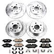 4-Wheel Set Power Stop&reg; K7978 Front and Rear Z23 Daily Carbon-Fiber Ceramic Brake Pad and Drilled & Slotted Rotor Kit