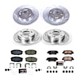 K8008 Front and Rear Brake Disc and Pad Kit, Silver zinc-plated, Cross-drilled and Slotted, 5 Lugs, 262 mm, Carbon Fiber Ceramic, Z23 Evolution Sport Series