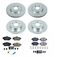 2015 Mercedes Benz CLA250 - Front and Rear Brake Disc and Pad Kit, Cross-drilled and Slotted, 5 Lugs, 295 mm, Carbon Fiber Ceramic, exc. Sport Package (Non-drilled OEM front rotors), Z23 Evolution Sport Series