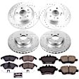4-Wheel Set Power Stop&reg; K8056 Front and Rear Z23 Daily Carbon-Fiber Ceramic Brake Pad and Drilled & Slotted Rotor Kit