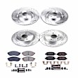 4-Wheel Set Power Stop&reg; K8060 Front and Rear Z23 Daily Carbon-Fiber Ceramic Brake Pad and Drilled & Slotted Rotor Kit