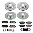 K8067 Front and Rear Brake Disc and Pad Kit, Silver zinc-plated, Cross-drilled and Slotted, 5 Lugs, 277.5 mm, Carbon Fiber Ceramic, Z23 Evolution Sport Series