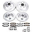 4-Wheel Set Power Stop&reg; K8071-36 Front and Rear Z36 Truck Carbon-Fiber Ceramic Brake Pad and Drilled & Slotted Rotor Kit