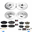 K8074 Front and Rear Brake Disc and Pad Kit, Cross-drilled and Slotted, 5 Lugs, 330 mm and 300 mm, Carbon Fiber Ceramic, Z23 Evolution Sport Series