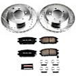 K808 Rear Brake Disc and Pad Kit, Silver zinc-plated, Cross-drilled and Slotted, 5 Lugs, 284 mm, Carbon Fiber Ceramic, Z23 Evolution Sport Series