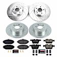 K8103 Front and Rear Brake Disc and Pad Kit, Cross-drilled and Slotted, 5 Lugs, 300 mm, Carbon Fiber Ceramic, Z23 Evolution Sport Series