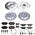 K8105 Front and Rear Brake Disc and Pad Kit, Cross-drilled and Slotted, 5 Lugs, 294 mm, Carbon Fiber Ceramic, Z23 Evolution Sport Series