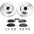 K8165 Front Brake Disc and Pad Kit, Cross-drilled and Slotted, 5 Lugs, 311.8 mm, Carbon Fiber Ceramic, Z23 Evolution Sport Series