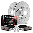 K8167 Front and Rear Brake Disc and Pad Kit, Cross-drilled and Slotted 5 Lugs Carbon Fiber Ceramic FWD Z23 Evolution Sport Series