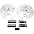 K8169-26 Front Brake Disc and Pad Kit, Silver zinc-plated, Cross-drilled and Slotted, 5 Lugs, 389.9 mm, Carbon Fiber Ceramic, Z26 Street Warrior Carbon-Fiber Ceramic Series